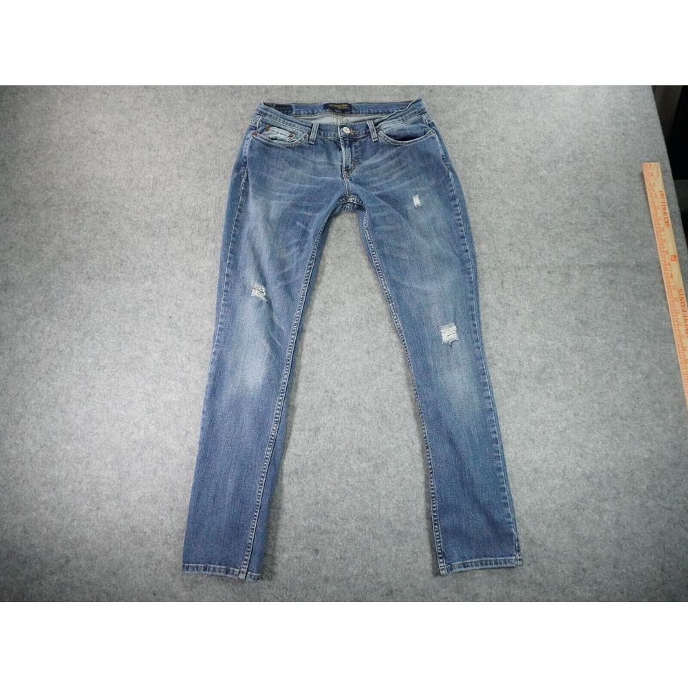 Levis 524 Too Superlow Jeans Womens 9 Distressed Medium Wash Denim Skinny